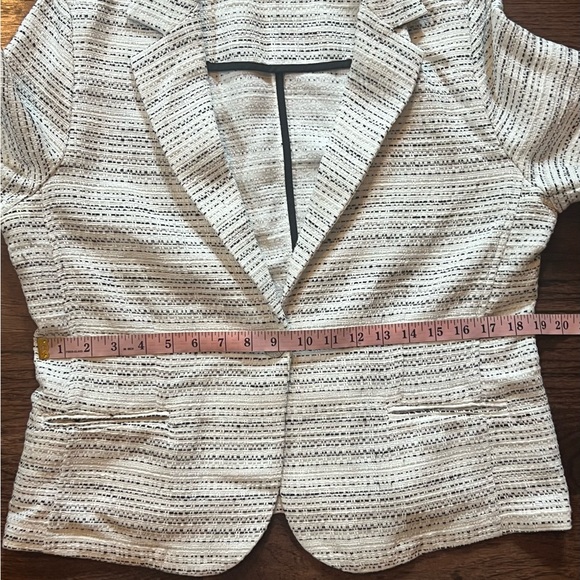 Cabi Womens White Black Static Striped Long Sleeve Suit Jacket Blazer - Picture 8 of 10